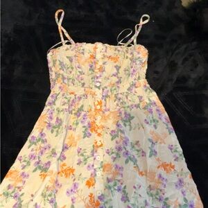Floral Kids Dress with Purple and Orange Accents